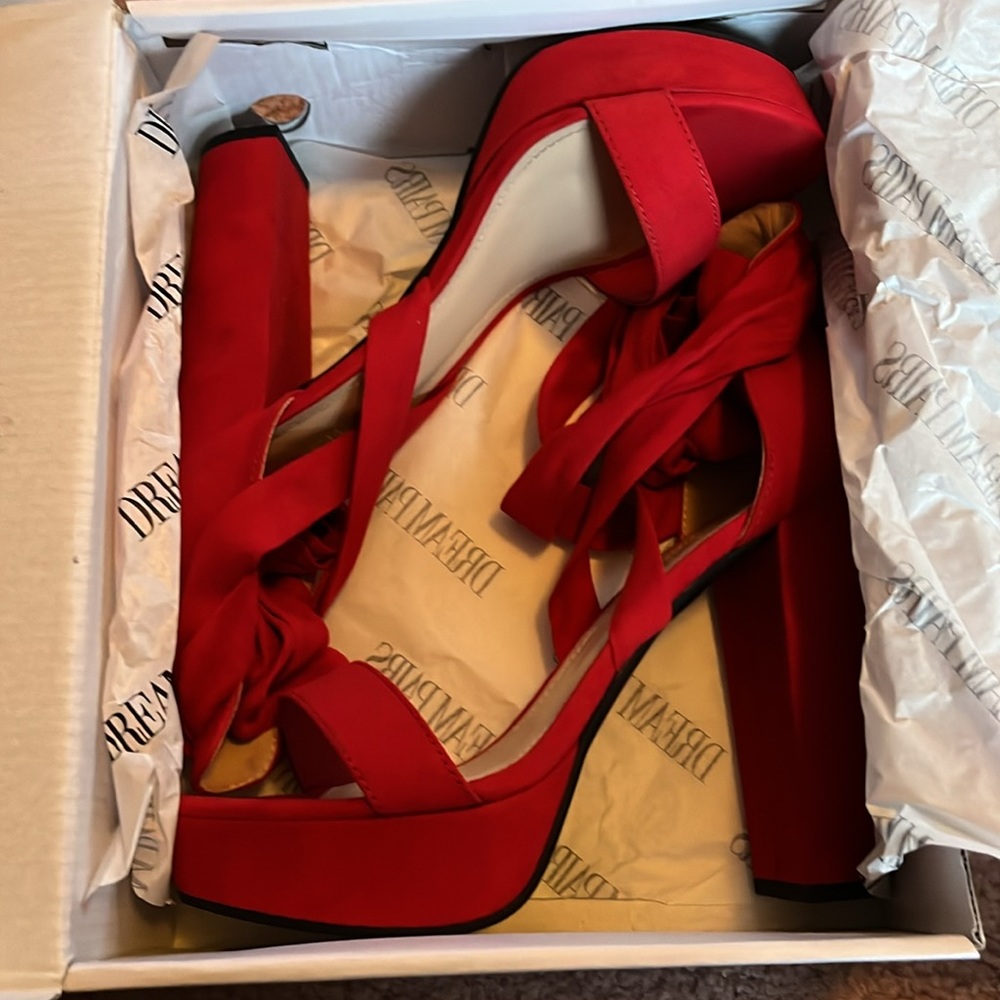 Strappy Red Platform Heels